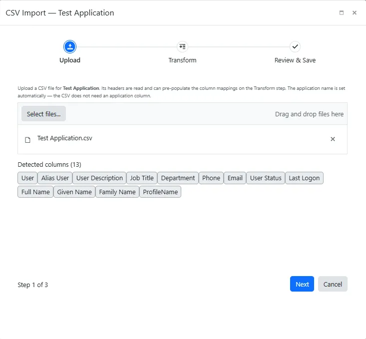 Screenshot – Upload CSV File