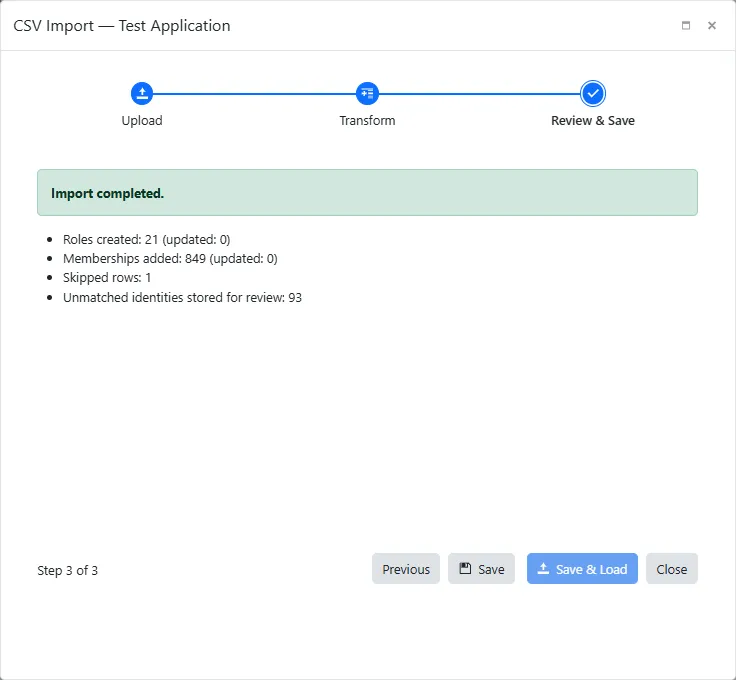Screenshot – Import Complete