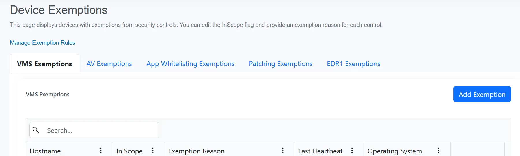 Adding a specific device exemption