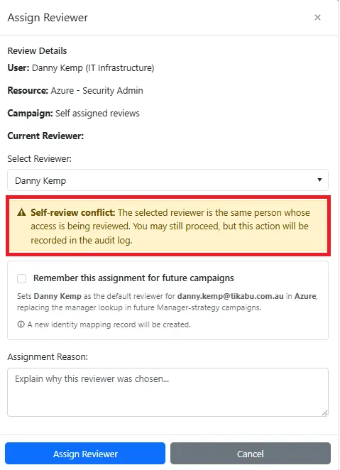 Screenshot – Self Review