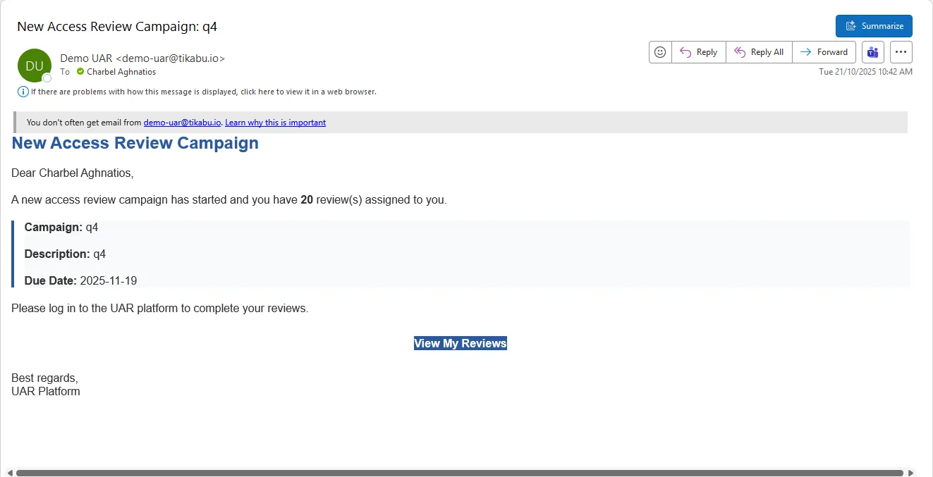 Campaign Start Notification Email